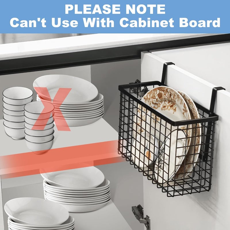 Aboevnc 2 Pack Cabinet Door Organizer with Towel Bar, Over The Cabinet Door Storage with Towel Holder for Kitchen Cutting Board,Black - Image 5